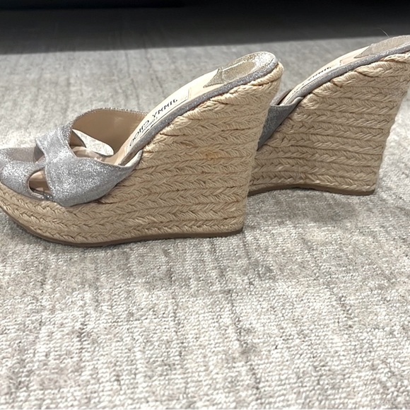 Jimmy Choo Silver shimmer Wedge Espadrille size 35.5 - Picture 3 of 7